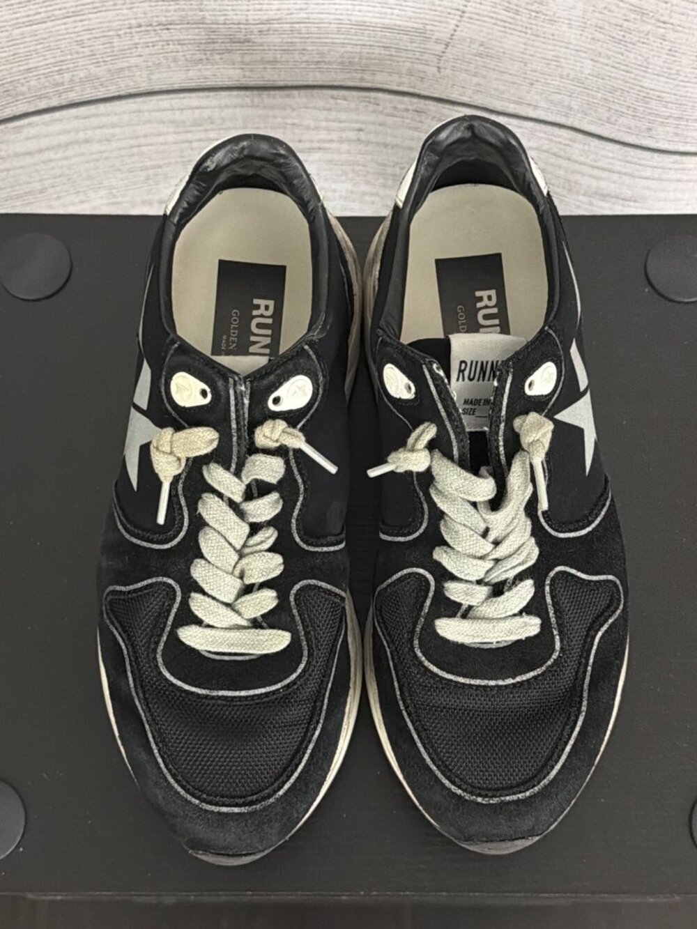 Golden Goose Black/Silver Running Sole Sneakers Size 38